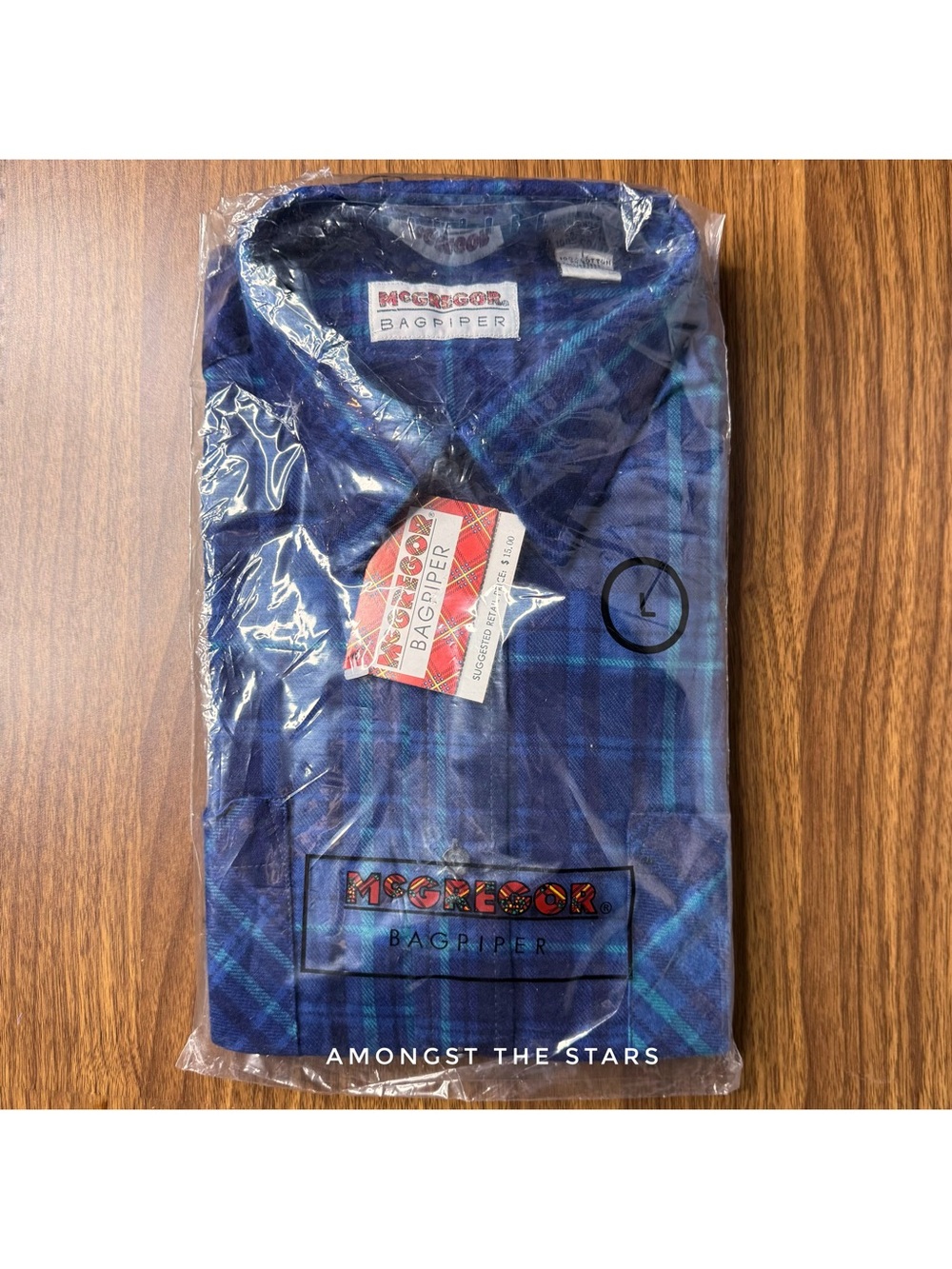 Mcgregor Bagpiper Flannel Plaid Blue & Green Button Down Shirt